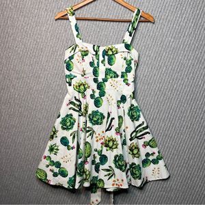 ModCloth IXIA Pinup Rockabilly Cactus Succulent Retro Fit and Flare Western M